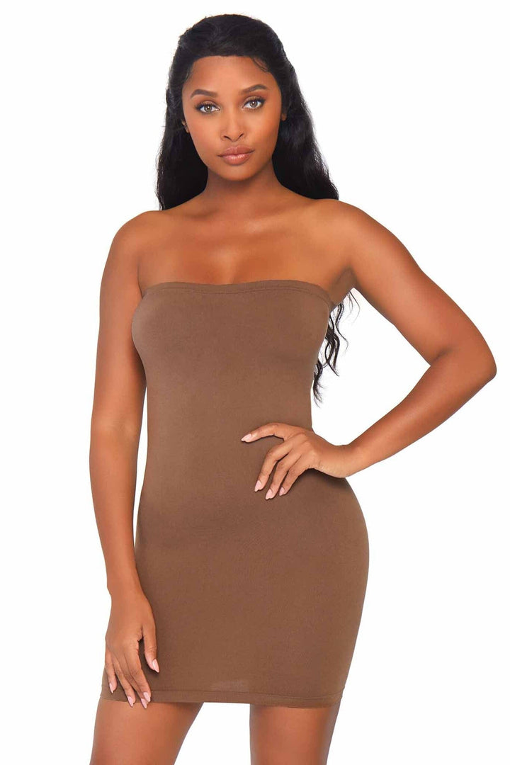 Leg Avenue Seamless Opaque Microfiber Bodycon Tube Dress in Nude  from SexyShoes.com