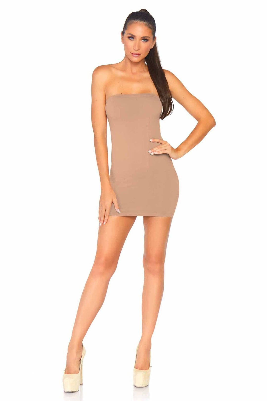 Seamless Opaque Microfiber Bodycon Tube Dress-Shapewear-SEXYSHOES.COM