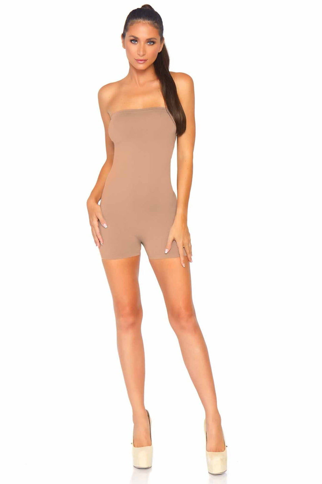 Seamless Opaque Microfiber Strapless Romper-Shapewear-SEXYSHOES.COM