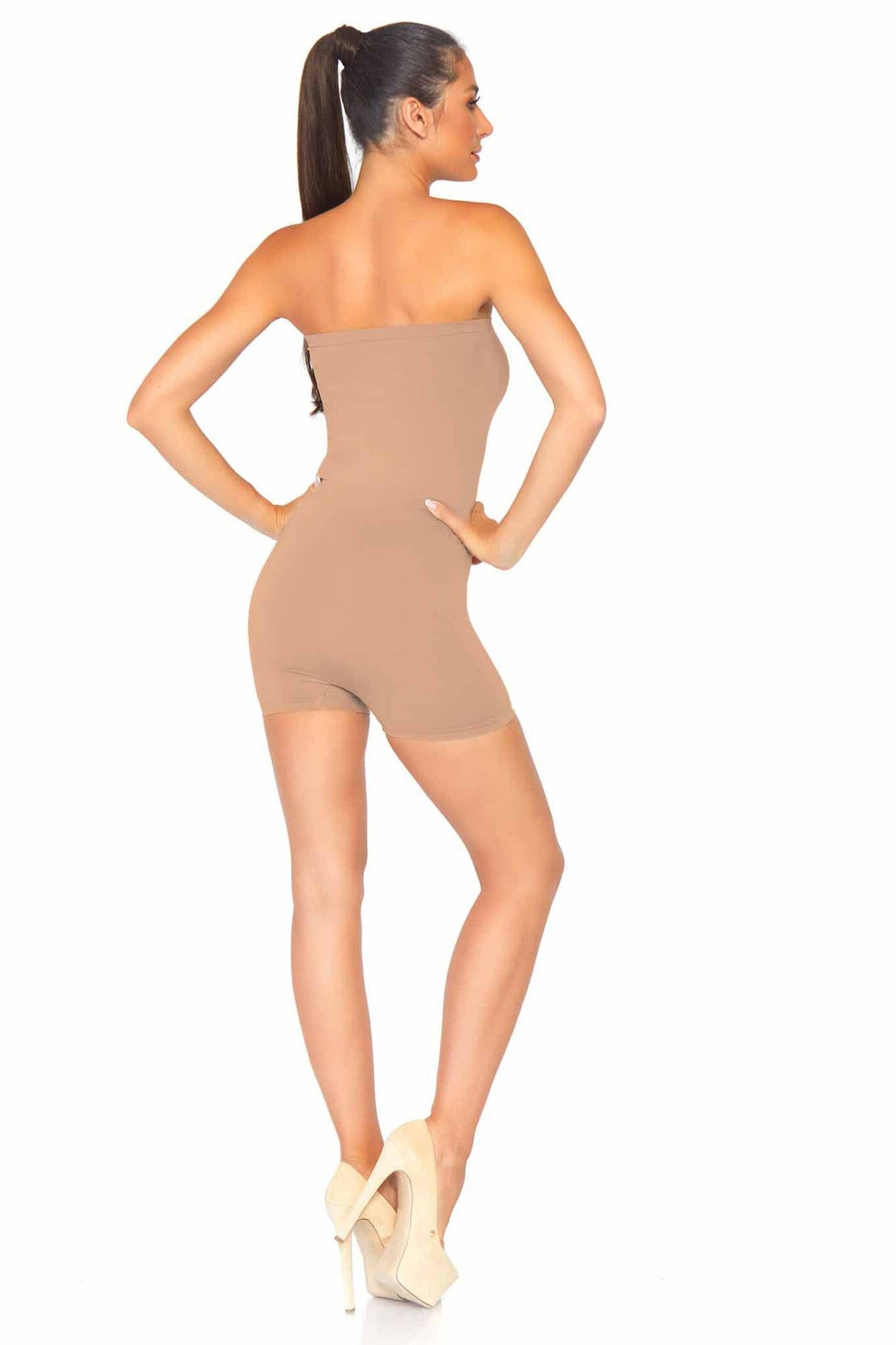Seamless Opaque Microfiber Strapless Romper-Shapewear-SEXYSHOES.COM