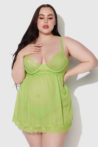 House of Desire Shavon Babydoll Set in Green