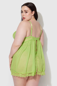 House of Desire Shavon Babydoll Set in Green