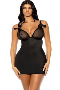 Oh La La Cheri Soft Cup Fitted Babydoll with Non Functional Satin Bow Details in Black  from SexyShoes.com