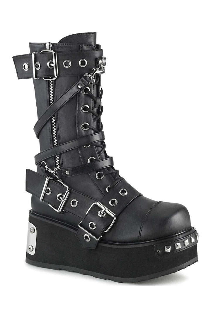 TRASHVILLE-250 Black Vegan Leather Knee boot-Knee Boots-SEXYSHOES.COM
