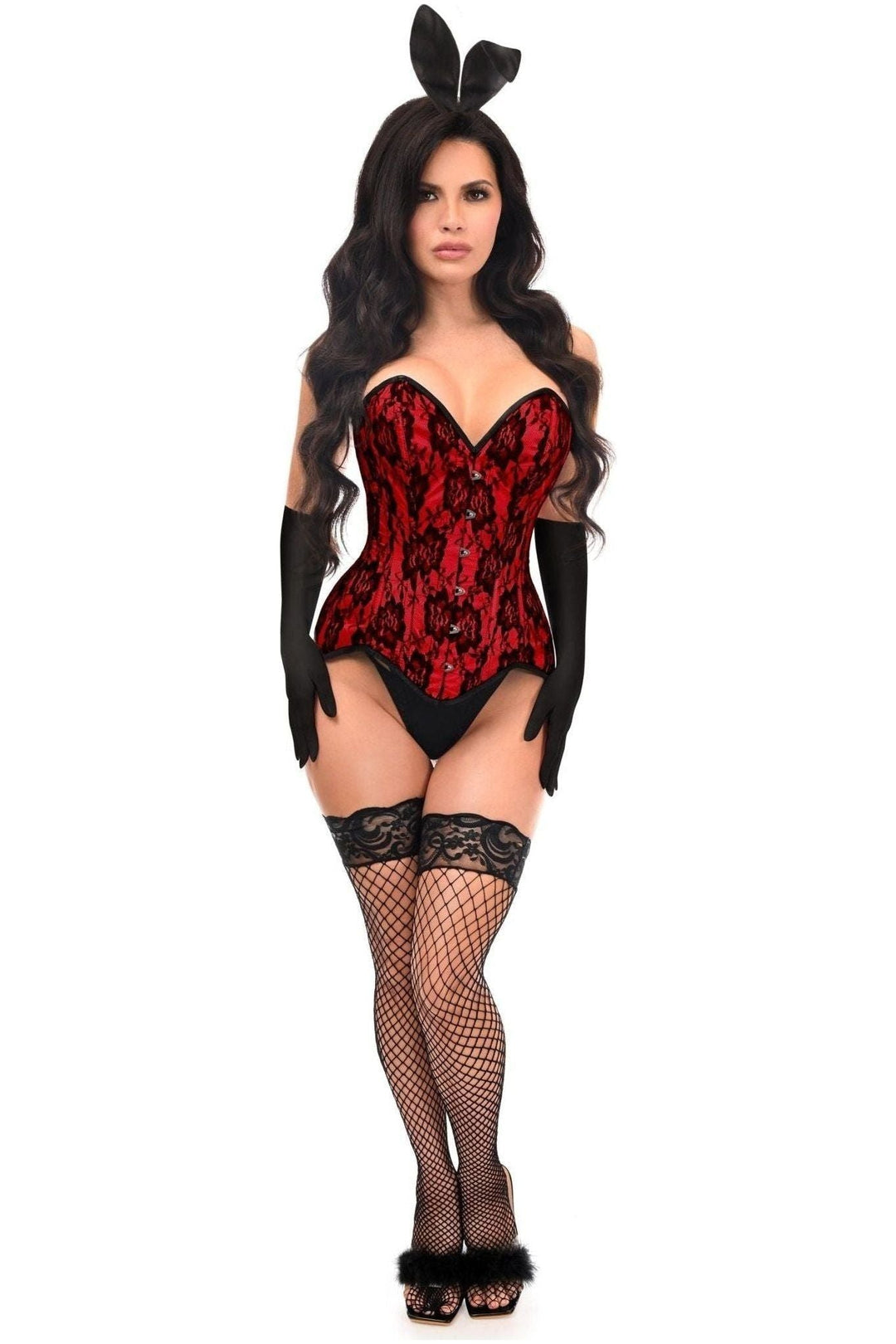 Top Drawer 4 PC Premium Red Bunny Corset Costume-Bunny Costumes-SEXYSHOES.COM