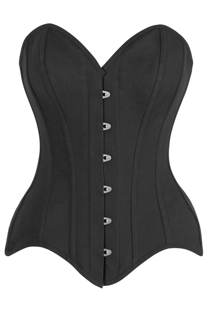 Daisy Corsets Top Drawer Black Cotton Steel Boned Overbust Corset in Black  from SexyShoes.com