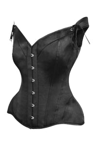 Daisy Corsets Top Drawer Black Satin Steel Boned Corset w/Straps in Black