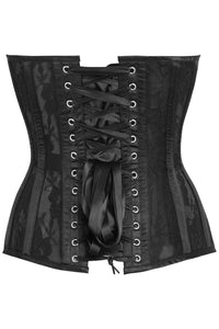 Daisy Corsets Top Drawer Black Sheer Mesh Net & Lace Steel Boned Overbust Corset in Black