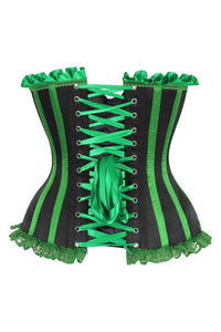 Daisy Corsets Top Drawer Black/Green Satin Steel Boned Burlesque Corset in Black