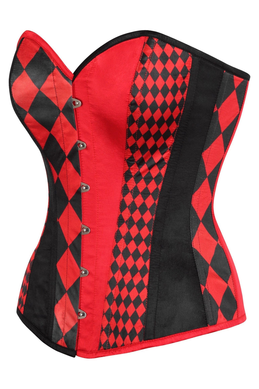 Daisy Corsets Top Drawer Black/Red Print Steel Boned Corset in Red