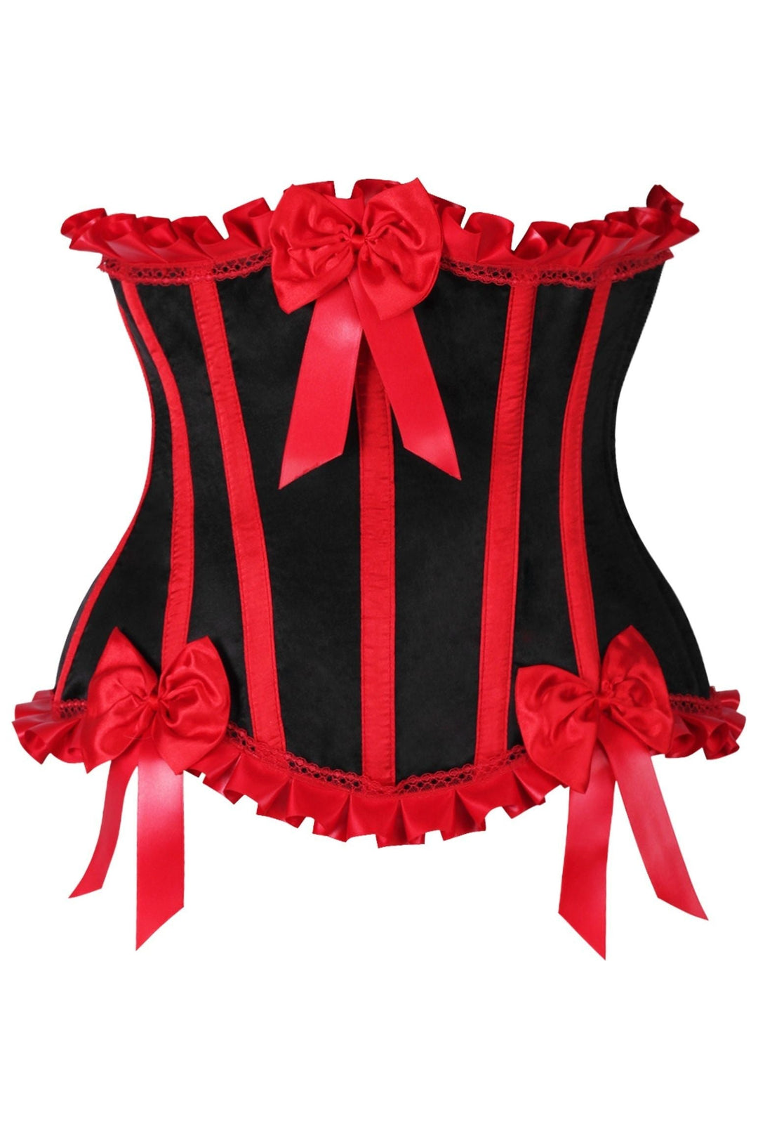 Top Drawer Black/Red Steel Boned Burlesque Underbust Corset Waist Cincher-Waist Cinchers-SEXYSHOES.COM