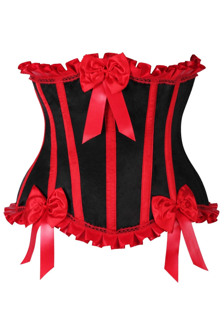 Top Drawer Black/Red Steel Boned Burlesque Underbust Corset Waist Cincher-Waist Cinchers-SEXYSHOES.COM