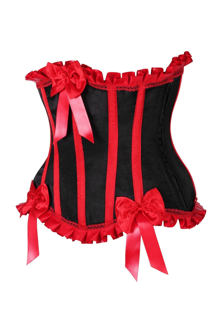 Top Drawer Black/Red Steel Boned Burlesque Underbust Corset Waist Cincher-Waist Cinchers-SEXYSHOES.COM