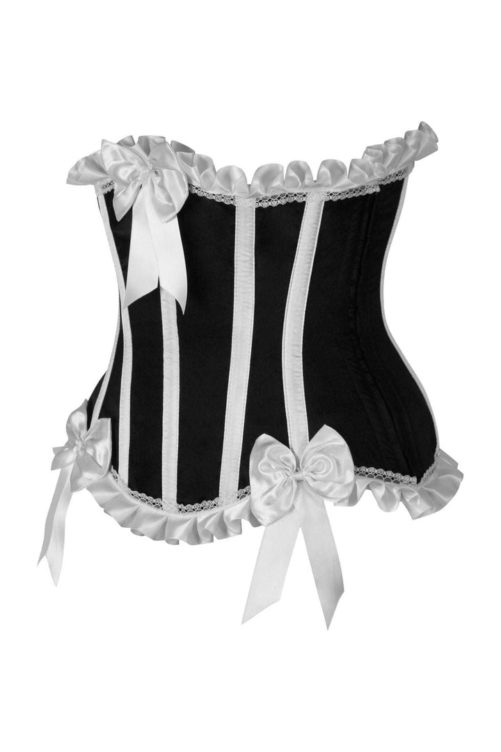 Top Drawer Black/White Steel Boned Burlesque Underbust Corset Waist Cincher-Waist Cinchers-SEXYSHOES.COM