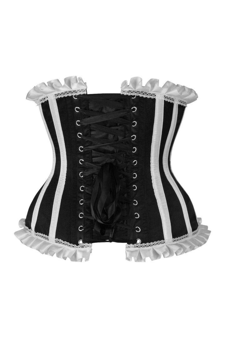 Top Drawer Black/White Steel Boned Burlesque Underbust Corset Waist Cincher-Waist Cinchers-SEXYSHOES.COM