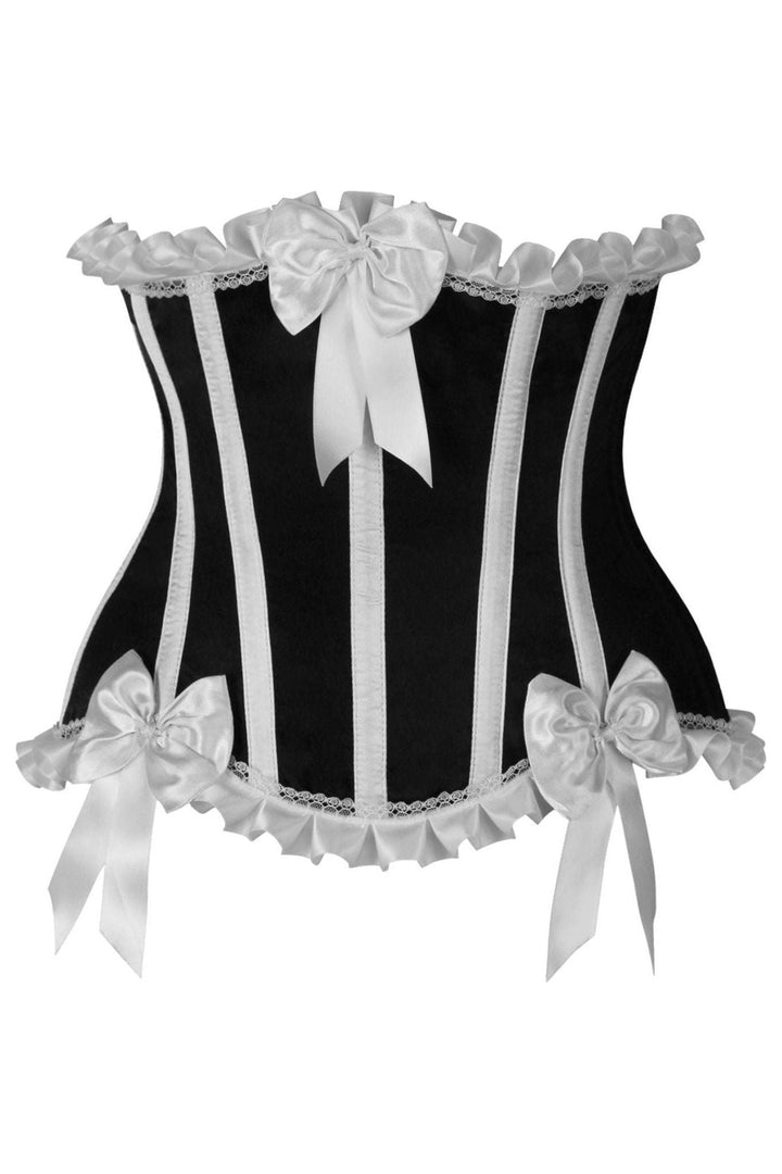 Top Drawer Black/White Steel Boned Burlesque Underbust Corset Waist Cincher-Waist Cinchers-SEXYSHOES.COM