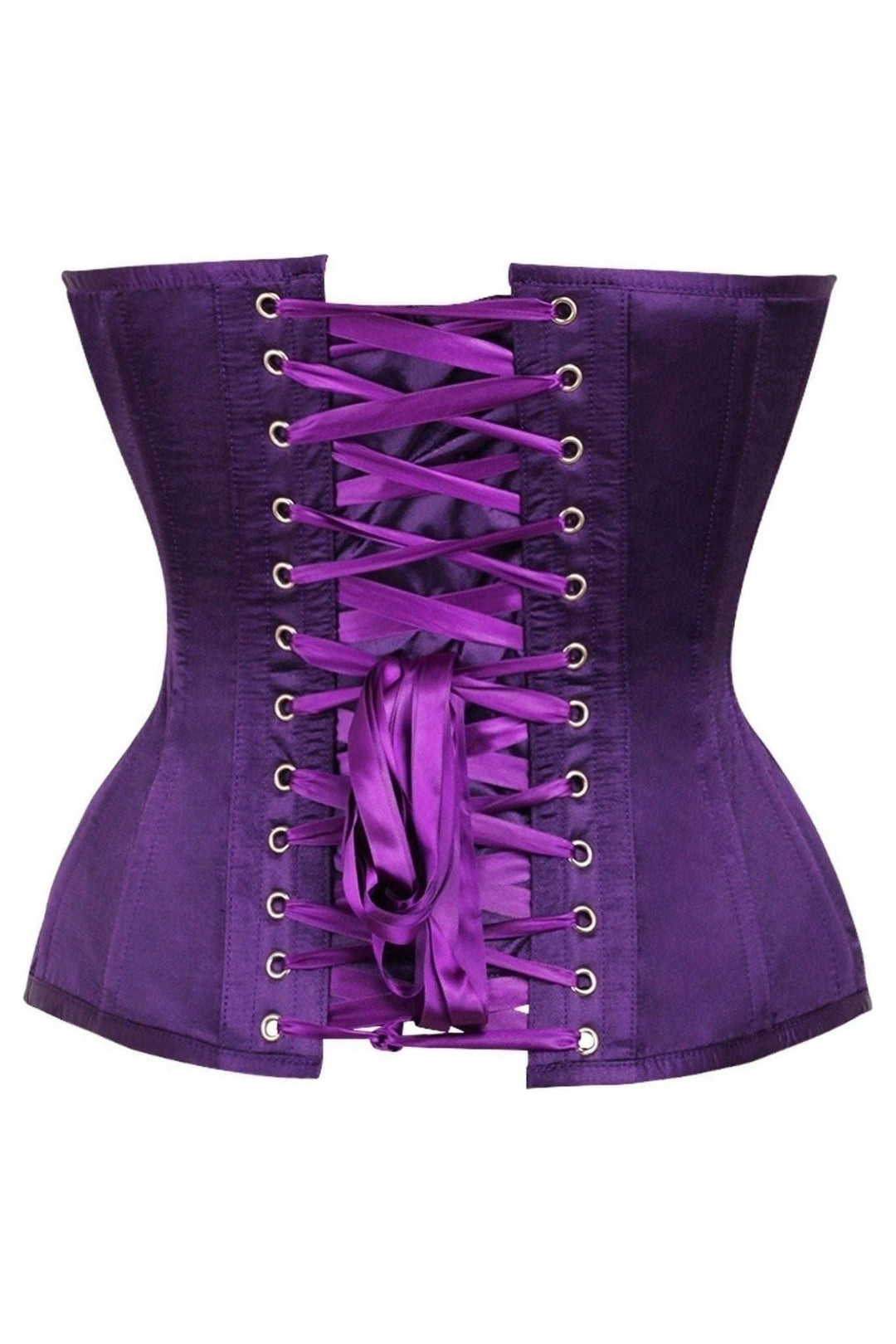 Daisy Corsets Top Drawer Dark Purple Satin Steel Boned Overbust Corset in Purple