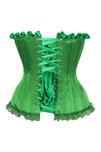 Daisy Corsets Top Drawer Green Satin Steel Boned Burlesque Corset in Green