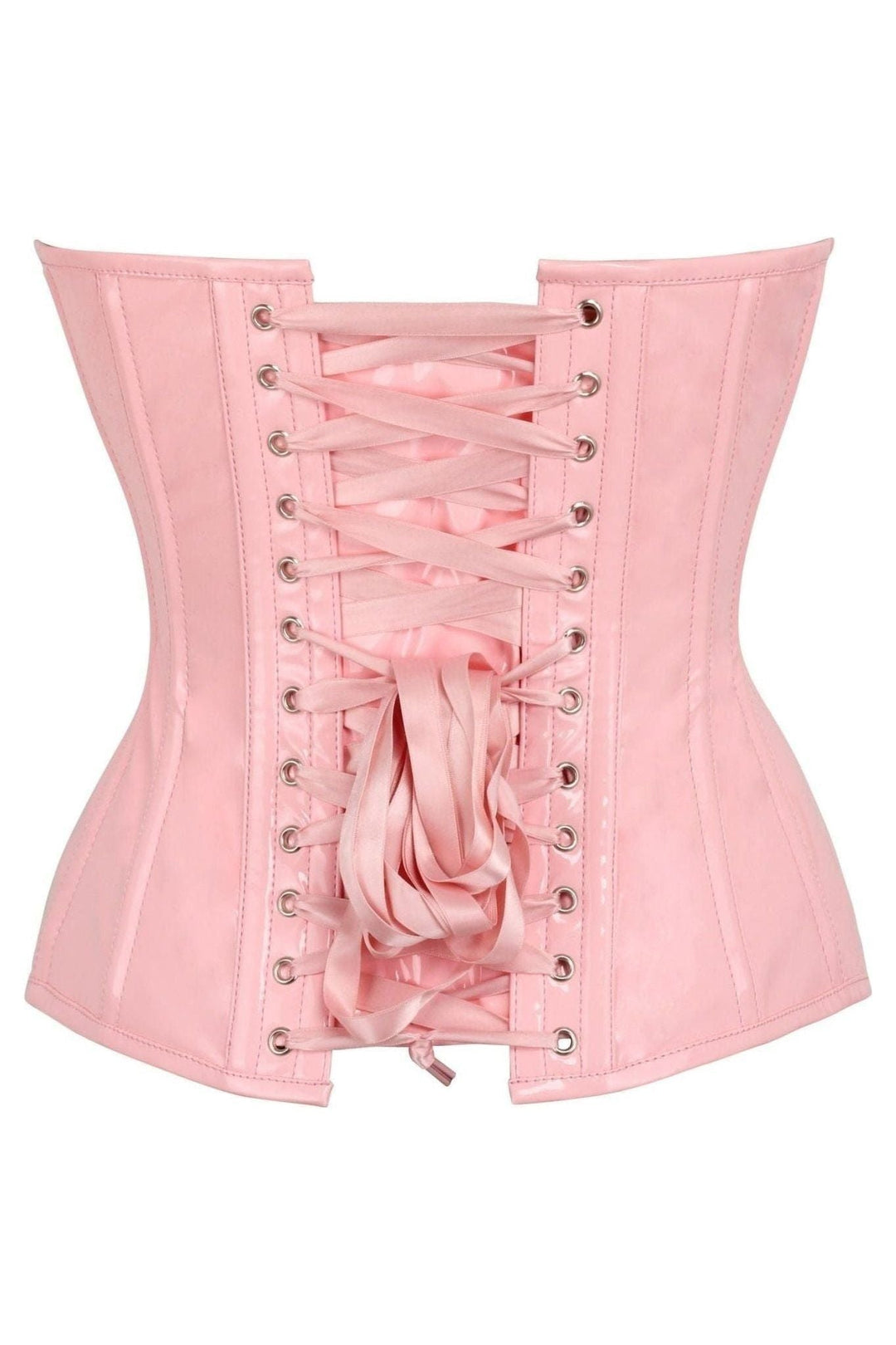 Daisy Corsets Top Drawer Lt Pink Patent Leather Steel Boned Overbust Corset in Pink