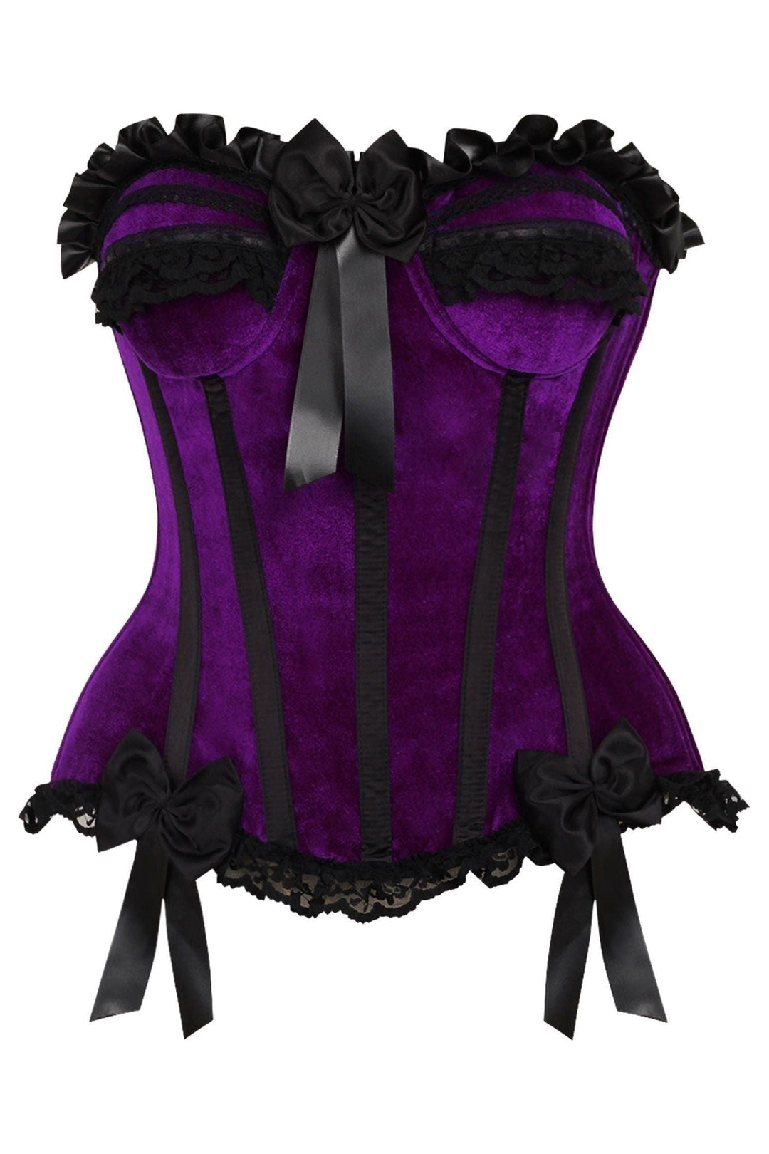 Daisy Corsets Top Drawer Purple Velvet Steel Boned Burlesque Corset in Purple  from SexyShoes.com