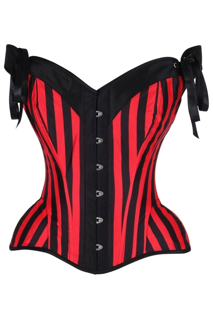 Daisy Corsets Top Drawer Red/Black Striped Steel Boned Corset w/Straps in Red  from SexyShoes.com