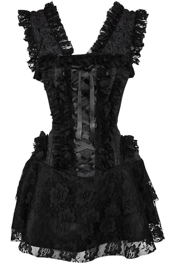 Daisy Corsets Top Drawer Steel Boned Black Lace Victorian Corset Dress in Black  from SexyShoes.com
