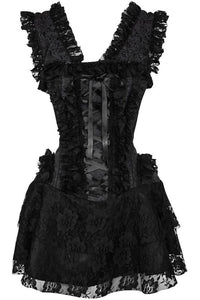 Daisy Corsets Top Drawer Steel Boned Black Lace Victorian Corset Dress in Black  from SexyShoes.com