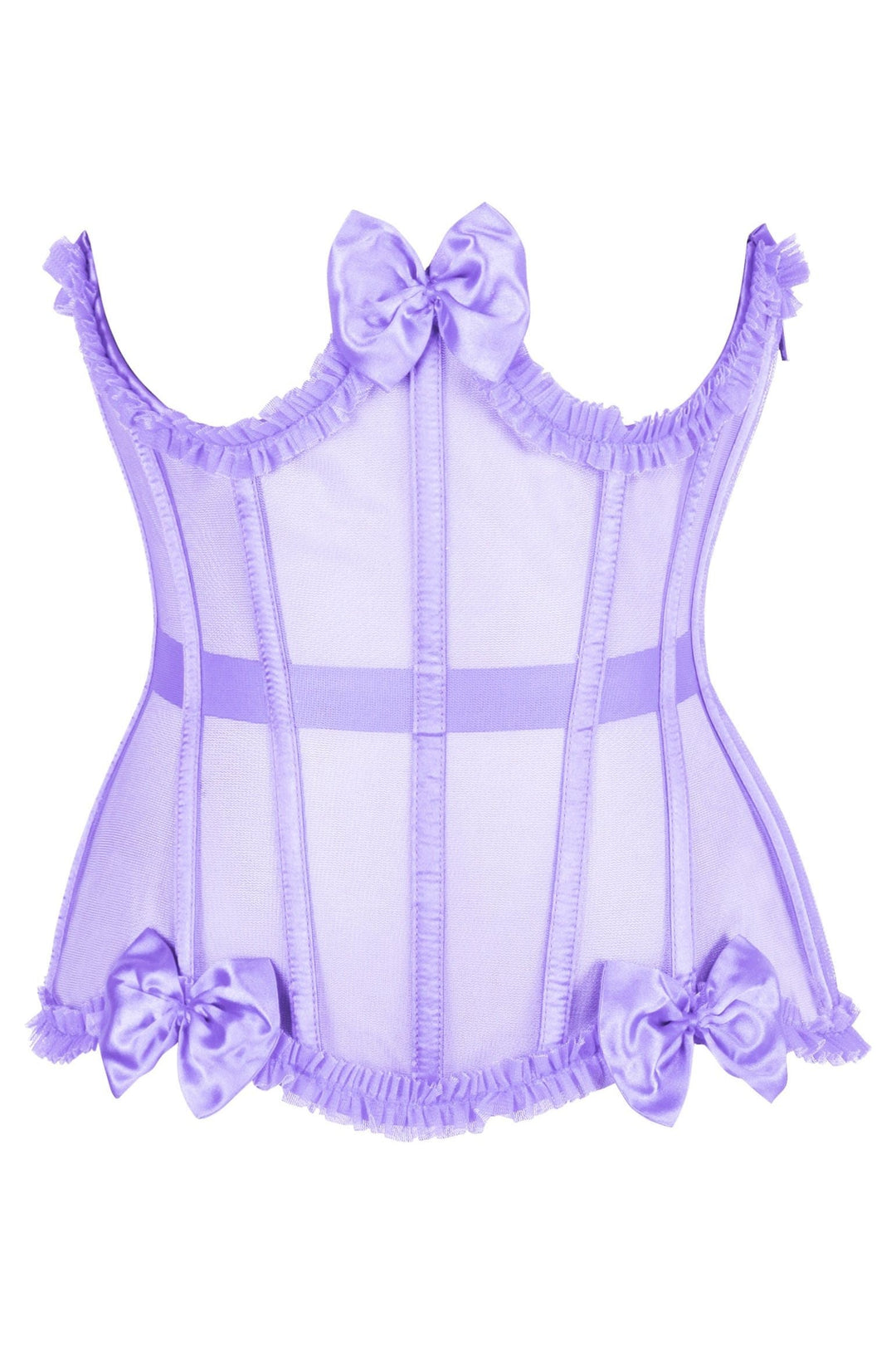 Top Drawer Steel Boned Lavender Mesh Underwire Burlesque Underbust Corset Cincher-Waist Cinchers-SEXYSHOES.COM