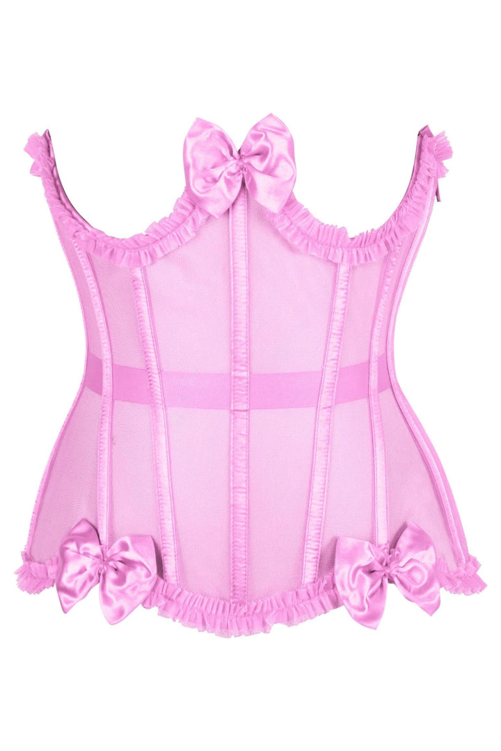 Top Drawer Steel Boned Pink Mesh Underwire Burlesque Underbust Corset Cincher-Waist Cinchers-SEXYSHOES.COM