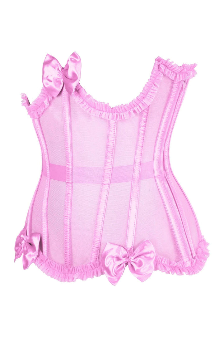 Top Drawer Steel Boned Pink Mesh Underwire Burlesque Underbust Corset Cincher-Waist Cinchers-SEXYSHOES.COM