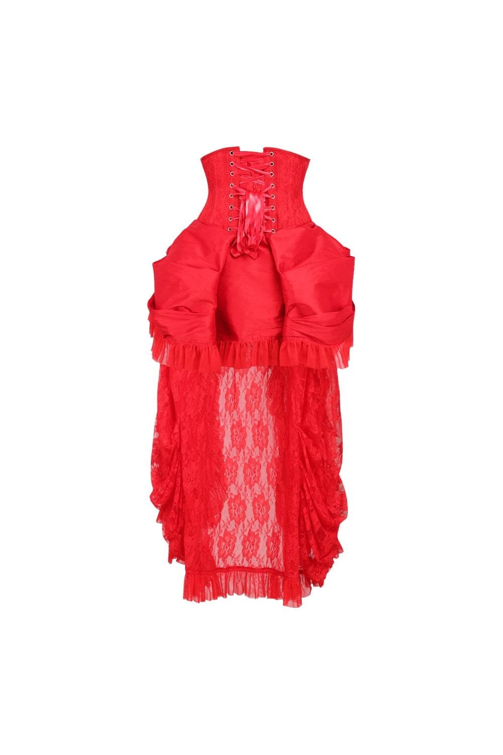 Top Drawer Steel Boned Red Lace Victorian Bustle Underbust Corset Dress-Costume Dresses-SEXYSHOES.COM