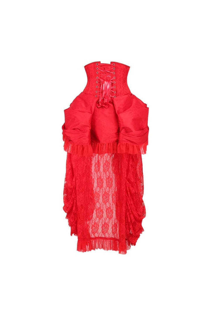 Top Drawer Steel Boned Red Lace Victorian Bustle Underbust Corset Dress-Costume Dresses-SEXYSHOES.COM