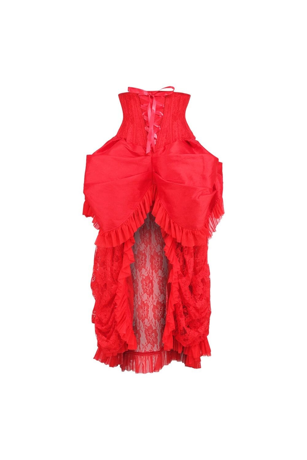 Daisy Corsets Top Drawer Steel Boned Red Lace Victorian Bustle Underbust Corset Dress in Red  from SexyShoes.com