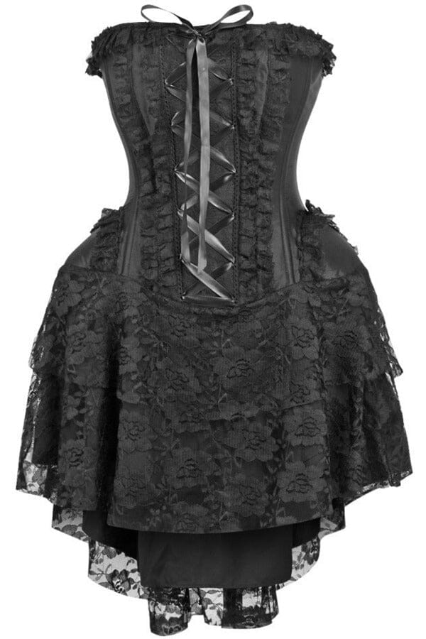 Top Drawer Steel Boned Strapless Black Lace Victorian Corset Dress-Costume Dresses-SEXYSHOES.COM