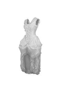 Daisy Corsets Top Drawer Steel Boned White Lace Victorian Bustle Corset Dress in White