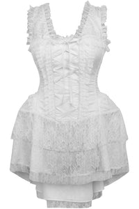 Daisy Corsets Top Drawer Steel Boned White Lace Victorian Corset Dress in White  from SexyShoes.com