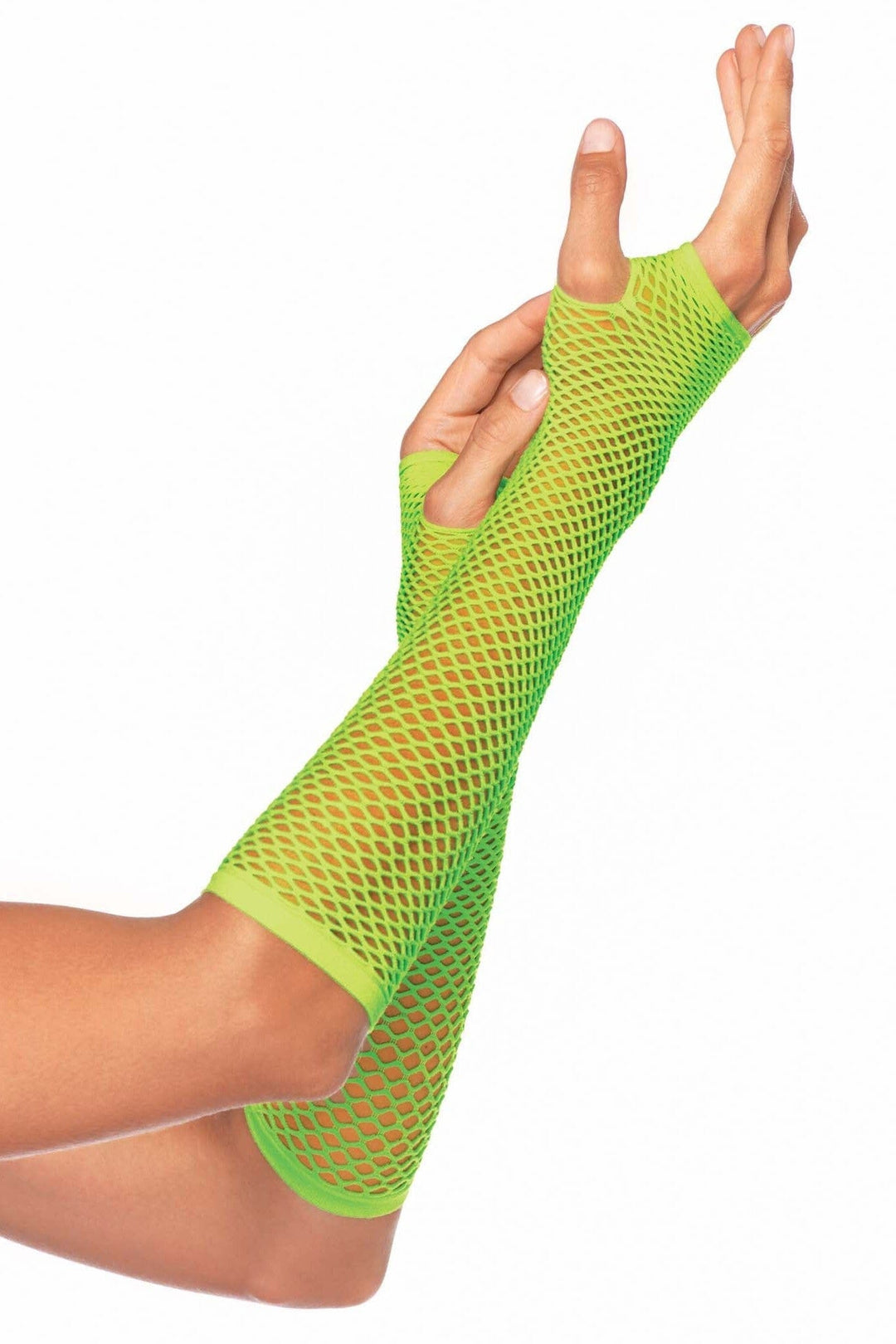 Leg Avenue Triangle Net Fingerless Gloves in Green  from SexyShoes.com