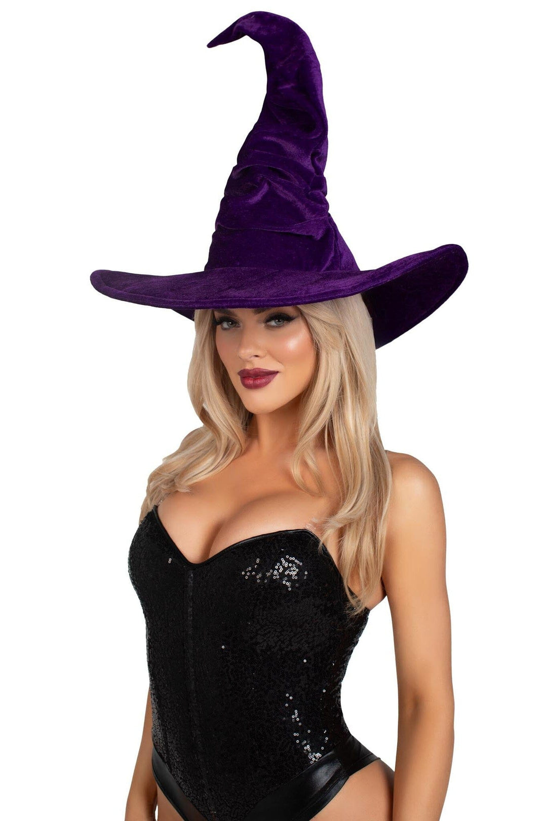 Velvet Ruched Witch Hat-Costume Hats-SEXYSHOES.COM