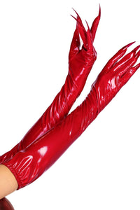Leg Avenue Vinyl Claw Gloves in Red  from SexyShoes.com