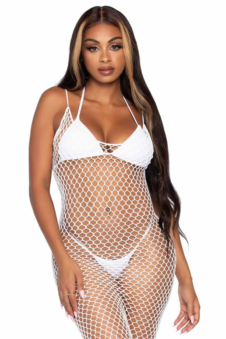 Woven Twist Net Backless Maxi Dress-Stripper Dresses-SEXYSHOES.COM