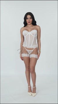 4-Piece White Lace Bustier Set