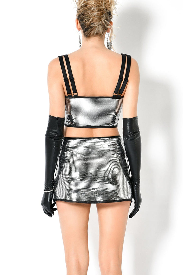 VESUBIE Sequin Disco Skirt-Fetish Skirts-SEXYSHOES.COM