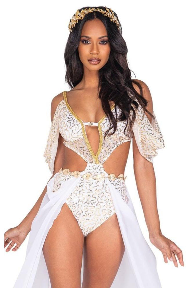 Roma 2pc Goddess Glam Costume Large / White/Gold Roma 2pc Goddess Glam Costume Large / White/Gold