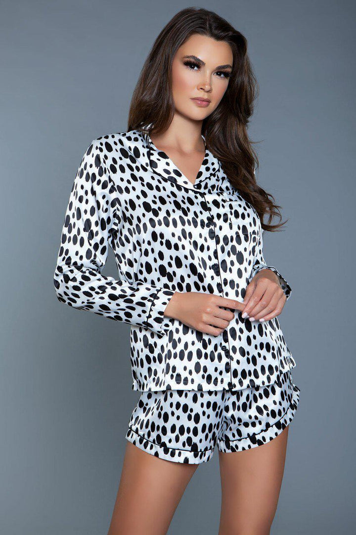 2 Piece Printed PJ Set-Sleepwear-BeWicked-Black-S-SEXYSHOES.COM