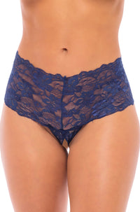 Oh La La Cheri Lace Open Boyshort Panty in Blue  from SexyShoes.com