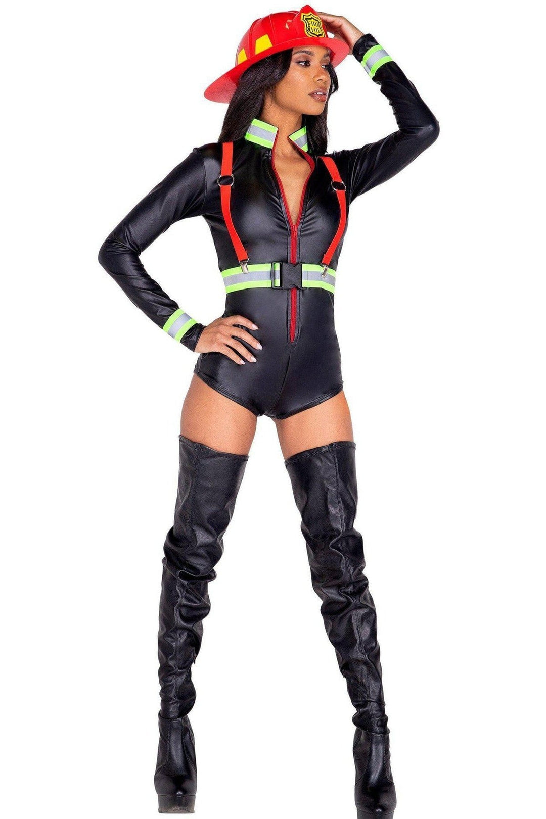 3 Piece Hot Fire Woman Costume-Other Costumes-Roma Costumes-Black-L-SEXYSHOES.COM