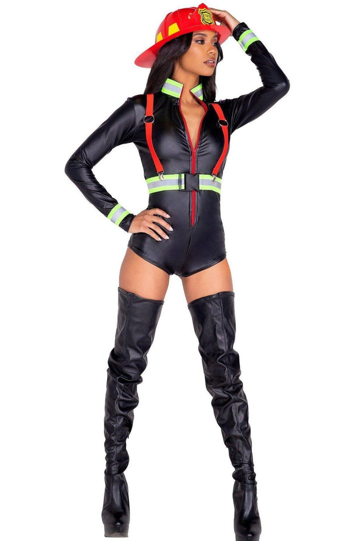 3 Piece Hot Fire Woman Costume-Other Costumes-Roma Costumes-Black-L-SEXYSHOES.COM