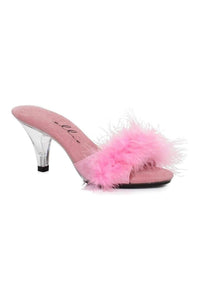 Ellie Shoes 305 SASHA Marabou in Pink Satin from SexyShoes.com
