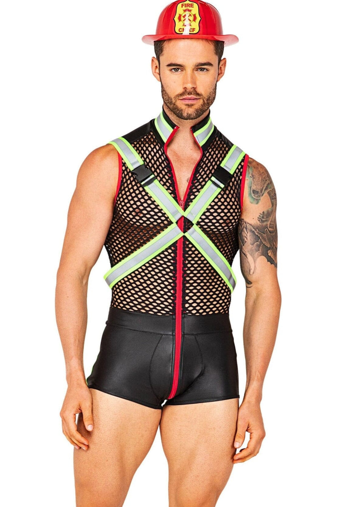 3pc Fireman Fever-Other Costumes-Roma Costumes-Black-L-SEXYSHOES.COM