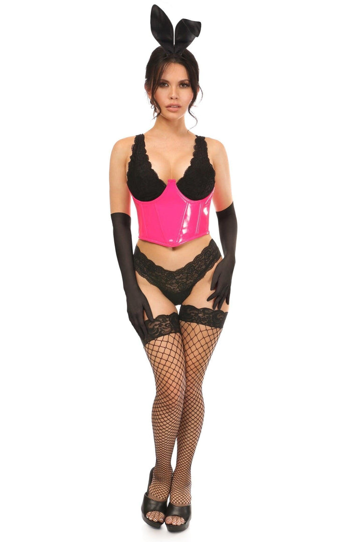 4 Piece Pink PVC Bunny Corset Costume-Devil Costumes-Daisy Corsets-SEXYSHOES.COM